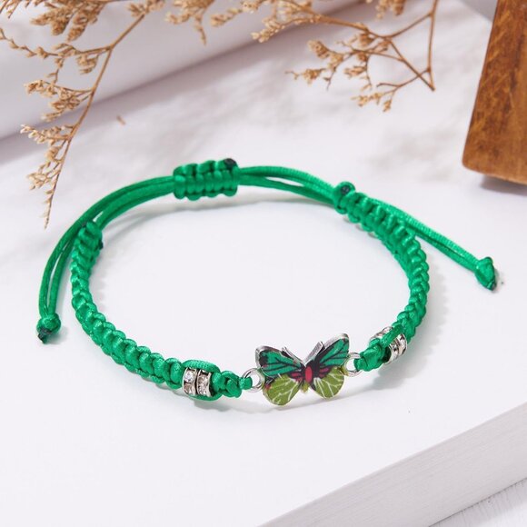 Inspirational Green Butterfly Bracelet, Adjustable for Perfect Fit, Gift for Her - Picture 6 of 7